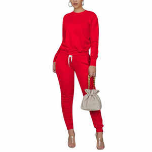 Survêtement d'automne personnalisé de qualité supérieure pour femmes adultes ensemble vêtements survêtements avec impression par sublimation à motif solide - Product Image 1