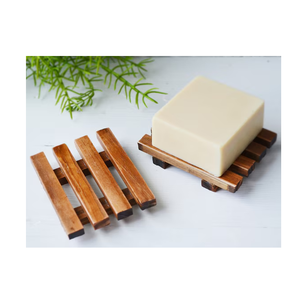 Porte-savon en bois d'acacia Accessoires de salle de bain Forme carrée Porte-savon moderne pour salle de bain - Product Image 1