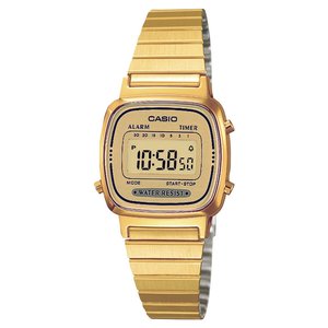 COLLECTION LA 670WEGA 9EF Montre vintage carrée en acier inoxydable doré avec affichage numérique, mouvement à quartz, lumineuse, pour affaires et sport - Product Image 2