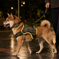 Harnais pour chien en nylon réglable Qcool avec LED, collier GPS, laisse, ensemble d'équipement pour animaux de compagnie OEM, ensemble de promenade en plein air, équipement de promenade quotidienne