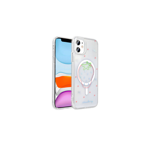 Coque rigide magnétique transparente compatible MagSafe pour iPhone 11, motif fraise, inspirée de l'INS, également compatible XR - Product Image 1