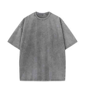 เสื้อยืดผ้าฝ้าย100% สำหรับผู้ชายหรูหราไม่มีลายพิมพ์โลโก้สไตล์วินเทจเสื้อยืดโอเวอร์ไซส์ซีดจางออกแบบได้ตามต้องการ - Product Image 5