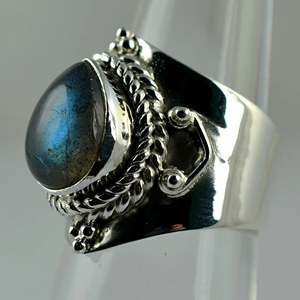 925 Sterling Silver Handmade <b>Ring</b> with Natural <b>Labradorite</b> Boho Style Pear Shape January Birthstone Jewelry Perfect Gift for Her - Product Image 4