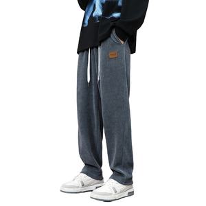 กางเกงวอร์มลำลองผู้ชาย ANSZKTN สำหรับฤดูใบไม้ร่วง/ฤดูหนาว ทรงปกติ เอวกลาง ผ้าฟลีซทอหนา กันลม มีเชือกผูก สีเทา - Product Image 1