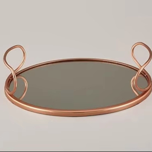 Authentique plateau en cuivre pur personnalisé ensemble traditionnel Thali Antique moderne pour arrangement de bougies très basse côte AALIYAN IMPEX - Product Image 1