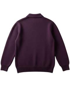 Suéter Polo de Punto Texturizado Personalizado para Hombre, Manga Larga, Cuello con Botones, Informal, para Invierno, Color Morado Ciruela Intenso - Product Image 2
