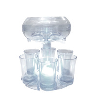 Distributeur de coups éclaircissants pour remplir des liquides Outil de boisson de fête Distributeur et support de verre à 6 verres avec tasse en acrylique 6 pièces