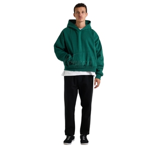 100% Cotton Men Hoodie Blank Oversized Pullover Thick Fleece Streetwear Casual Plain Custom Bulk Wholesale - Product Image 4