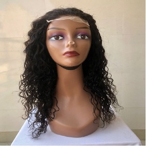 Exportation Indian Temple Virgin Single Donor Machine Double Trame 18 "4x4 Lace Closure Loose Curly Perruque de Cheveux Humains sur les prix de gros - Product Image 1