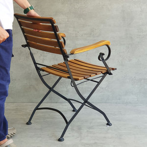 Silla Plegable de Madera Maciza de Acacia REFORD con Reposabrazos de Hierro GCF079, para Campamento, Pesca y Actividades al Aire Libre - Product Image 5