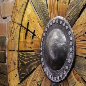 JEXMOO Bouclier Viking artisanal de 24 pouces en bois et acier à haute teneur en carbone, design de la tige centrale, avec support de personnalisation et de compatibilité - Product Image 6