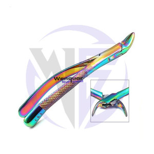 Productos Quirúrgicos Más Vendidos de la Empresa Wenquar # Fórceps de Extracción de Molares Inferiores Cowhorn 23, Recubiertos de Titanio Arcoíris, Herramienta Dental Manual - Product Image 4