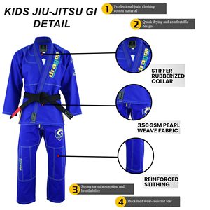 Ligero 350GSM BJJ Gi logotipo personalizado Jiu Jitsu Kimono uniforme OEM fábrica traje de entrenamiento transpirable duradero - Product Image 3