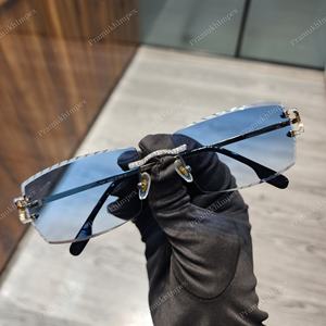 Venta caliente totalmente helado Bling VS Moissanite tachonado vidrio cielo azul 1 Fila puente de diamante marco inoxidable antirreflectante - Product Image 6