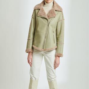 Chaqueta de moto de piel de oveja auténtica de alta calidad para mujer, ropa de abrigo de invierno con cuello con capucha, logotipo personalizado, función de luz - Product Image 5