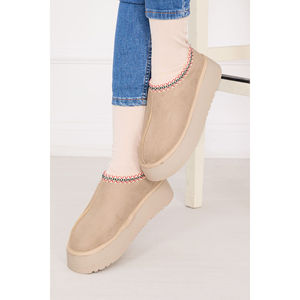 Botines Beige para Mujer, con Forro de Piel, Suela Gruesa, Estilo Slip-On, Altura Media de Pantorrilla, Tacón Plano de 5cm, Transpirables, Estilo Bota de Nieve - Product Image 3