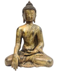 หัตถกรรมอินเดียคุณภาพสูงโบราณสําเร็จรูปทองเหลืองพระพุทธรูปประติมากรรมด้วยเทคนิคการหล่อ 4 สีพุทธศาสนาทิเบต - Product Image 6