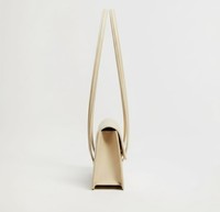 Bolso de Hombro Rectangular Estructurado de Cuero Crema Vintage, Estilo Minimalista para Mujer, con Cierre, Resistente al Agua, con Dos Correas