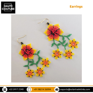 Pendientes de borlas con cuentas de flores multicolores hechos a mano de estilo clásico a precio de descuento del mejor fabricante indio del mundo - Product Image 3