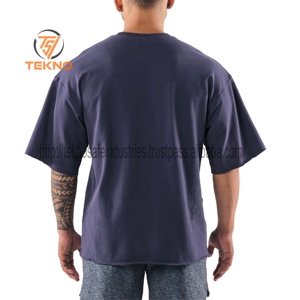 Camiseta de cuello redondo de algodón 100% de alta calidad para hombre, camiseta de manga corta con estampado de logotipo personalizado, transpirable, ligera, de gran tamaño, con parte delantera - Product Image 3