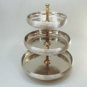 ขาตั้งเค้กโลหะคุณภาพสูง3ชั้นสีเงินเงางามและชุบทอง - Product Image 1