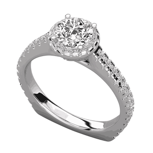 Anillo de Compromiso con Halo de Diamantes Cultivados en Laboratorio, Corte Redondo, en Oro Rosa de 14K, Estilo Elegante - Product Image 6