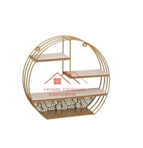 Shelves Gold Color Metal Books <b>Photo</b> <b>Frames</b> Pots Storage Metal Shelves Supply Luxury Wall Shelf Hanging Round Shape Wall <b>Mounted</b> - Product Image 4