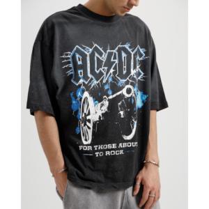 ACDC <b>Animated</b> <b>Men's</b> Tshirt 100% Cotton Jersey 220 GSM Heavy Weight Washed Faded for Cut Sew Style Silk Screen DTG Printing - Product Image 3