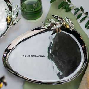 Glossy <b>Gold</b> Finished Serving <b>Tray</b> Border Metal Hot Selling Decorative Food Creative <b>Tray</b> for Kitchen Accents - Product Image 4