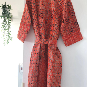 Albornoz indio Ajrak estampado de algodón estampado a mano Kantha estampado a mano Kimono de algodón estampado a mano Albornoz envolvente - Product Image 5