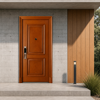 Porte en bois à panneau carré en chêne doré, simple entrée, pour l'entrée principale de la maison