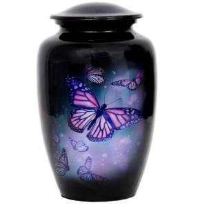 Blossoming Rose Design Aluminium Adult Cremation Urns With <b>Black</b> Finished <b>Top</b> Classic Metal <b>Funeral</b> Urns . - Product Image 3