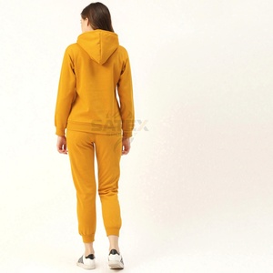 Survêtement décontracté à capuche pour femme, tendance, motif uni, 100% coton respirant, broderie personnalisée, logo, grande taille, hiver, bas prix - Product Image 3