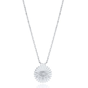 Round Eye Design Zircon Stone Charm <b>Necklace</b> Wholesale Turkish Handcrafted 925 Sterling Silver Jewelry - Product Image 2