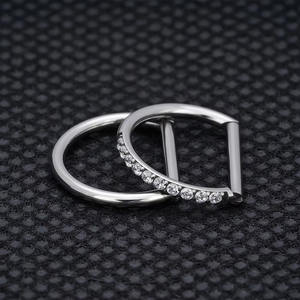 Anillo de Nariz de Titanio Gaby G23, Joyería para Daith, Aro para Cartílago, <span class=keywords><strong>Tragus</strong></span>, Anillos Helix en Forma de D, Aro Segmentado Articulado con Circonita Cúbica Transparente - Product Image 5