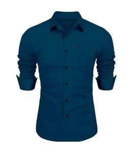 Chemise décontractée à manches longues et boutons de couleur unie et contrastée pour hommes pour le printemps et l'automne - Product Image 2