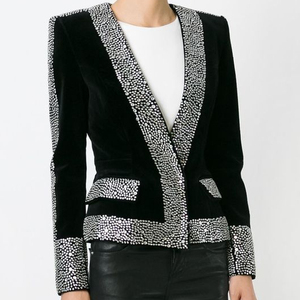 2023 Elegant Silk and Linen Embroidered <b>Jacket</b> with Crystal Beads & Glass Stones Stylish Party Wear Dress with <b>Jacket</b> - Product Image 1