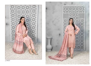 Costumes Shalwar Kameez de style modeste de haute qualité pour femmes vêtements d'hiver avec broderie fine Silhouette droite très basique - Product Image 2