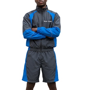 New Customizable 100% Cotton Two Piece <b>Jacket</b> Jogging Suit Solid Streetwear Windproof Fashionable <b>Short</b> Set for Men - Product Image 1