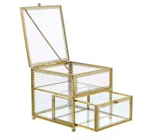 Boîte à bijoux en verre, organisateur de rangement, boîte à bijoux artisanale de grande taille avec intérieur en cuir - Product Image 5