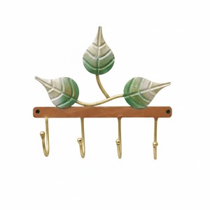 Leaf Design Metal Wall <b>Hook</b> Rack <b>Black</b> Finish Decorative Coat Key Holder Christmas Home Decoration Bedroom and Office Decor - Product Image 1