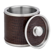 Seau à glace à vin haut de gamme en acier inoxydable, modèle Villa, décoration de pièce, bar, luxe léger, cuir PU portable, pliable, durable, pour les fêtes