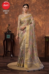 Broderie classique en lin abricot de style traditionnel pour les fêtes de mariage - Product Image 2