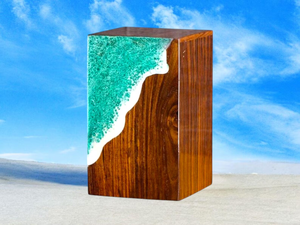 โกศเผาศพทำจากไม้ทำด้วยมือศิลปะเรซินคลื่นทะเลที่ระลึกเผาศพโกศสำหรับขี้เถ้ามนุษย์ - Product Image 4