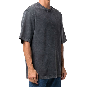 Venta al por mayor personalizado algodón ácido lavado Camiseta para los hombres de alta calidad transpirable tela de gran tamaño Fit - Product Image 5