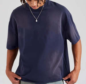 2025 haute qualité 100% coton lavage à l'acide t-shirt poids lourd hommes personnalisé blanc pierre lavé Vintage recadrée t-shirt - Product Image 4