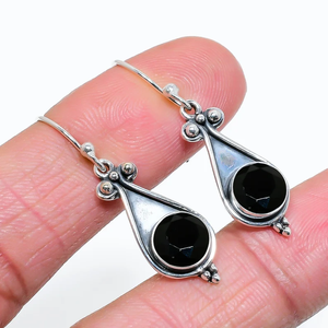 Bijoux en gros en vrac Boucles d'oreilles en onyx noir Boucles d'oreilles pendantes en argent sterling 925 faites à la main Cadeau d'anniversaire pour elle - Product Image 2