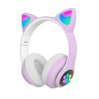 마이르바 고양이 귀 헤드폰 오버이어 무선 블루투스 5.3 RGB 조명 게이밍 스테레오 사운드 터치 컨트롤 타입 C 충전