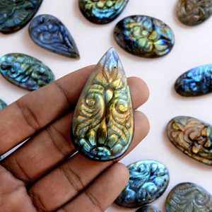 Labradorite naturelle moghol sculpture Cabochon en vrac pierre précieuse taille libre pierre précieuse Flashy de qualité supérieure pour la fabrication de bijoux - Product Image 5