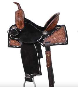 Barrel Saddle Genuine Leather Western Saddle of Wooden or Fiber Glass <b>Tree</b> Light <b>Weight</b> for Safe Horse Riding at Wholesale Price - Product Image 4